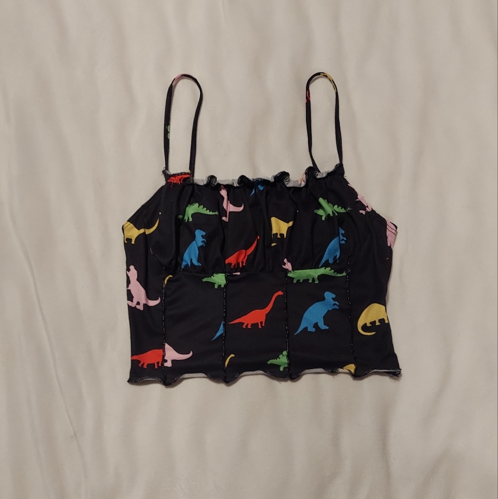 Dino Print Bust Tank Top Crop Top